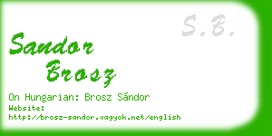 sandor brosz business card